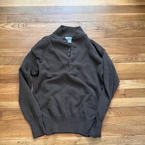 Men's Dark Brown Buttoned Turtleneck Sweater